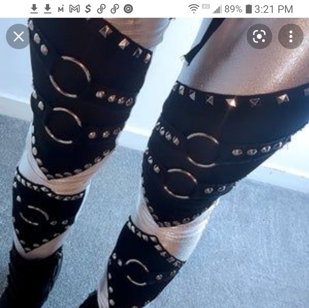 My little halo black and silver rivet pants